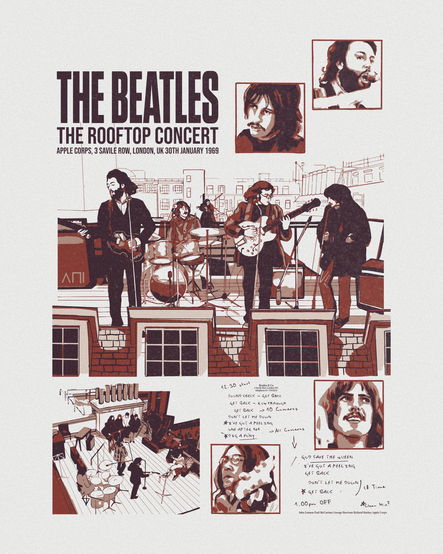 Remera THE BEATLES ROOFTOP CONCERT